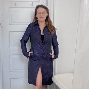 Anne Klein Womens Jacquard Coat, Blue/purple and Red